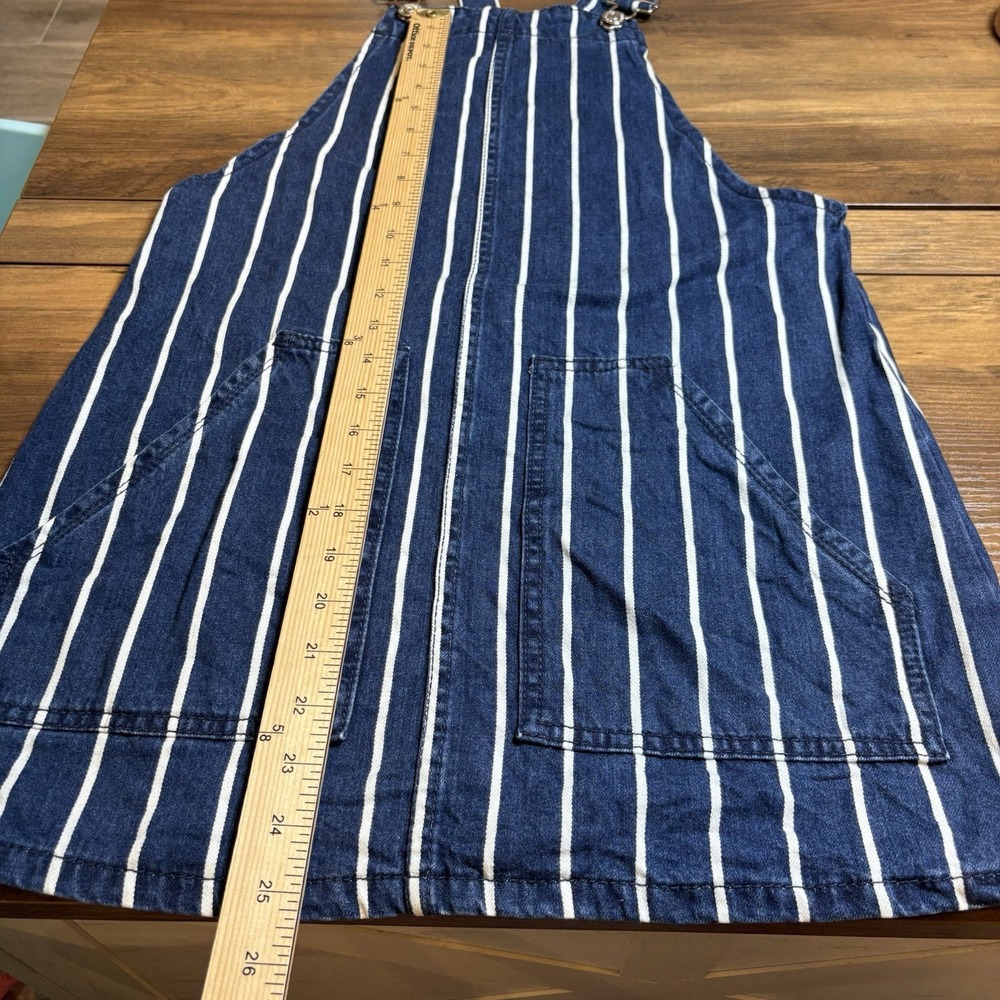 Stradivarius Womens 4 Blue Pinstripe Overall Dress Pinafore Coastal Preppy - Picture 11 of 14